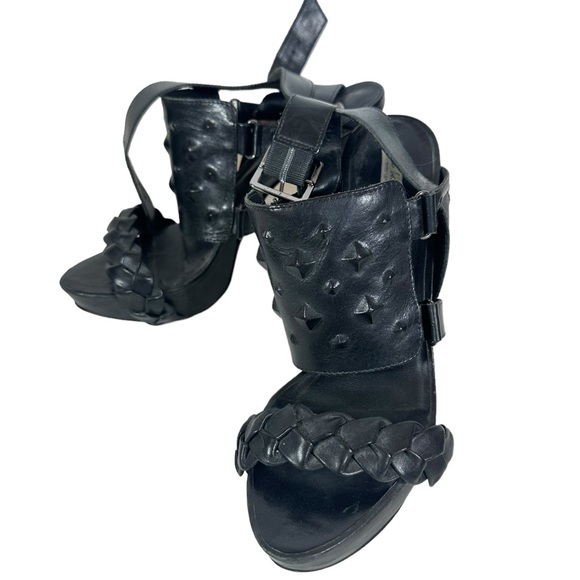 Sexy platforms with rocker edge by Pour La Victoire studded braided straps 9.5 - Picture 2 of 7